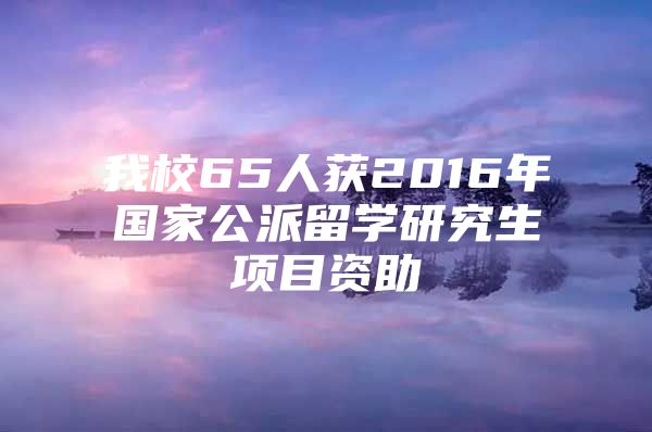 我校65人獲2016年國家公派留學研究生項目資助