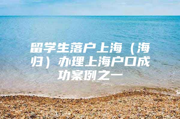 留學(xué)生落戶上海（海歸）辦理上海戶口成功案例之一