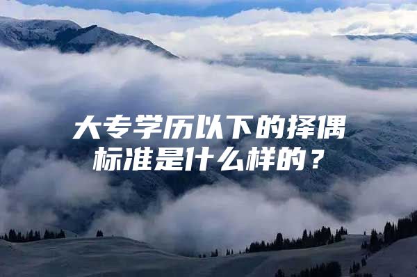 大專學(xué)歷以下的擇偶標準是什么樣的？