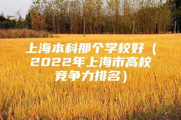 上海本科那個(gè)學(xué)校好（2022年上海市高校競爭力排名）