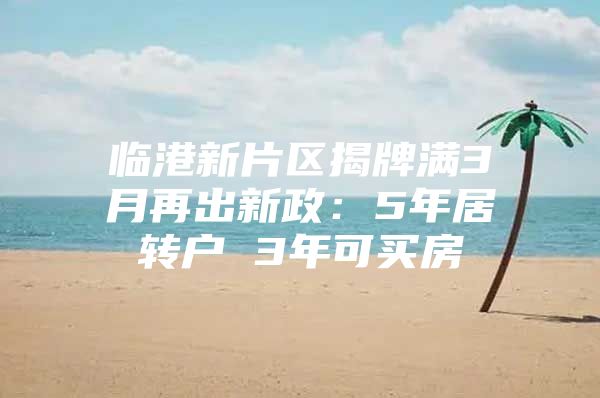 臨港新片區(qū)揭牌滿3月再出新政：5年居轉(zhuǎn)戶 3年可買房