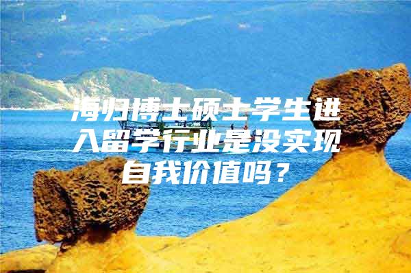 海歸博士碩士學生進入留學行業(yè)是沒實現(xiàn)自我價值嗎？