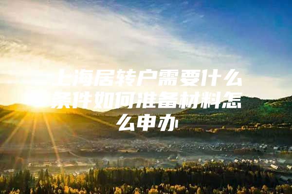 上海居轉(zhuǎn)戶需要什么條件如何準(zhǔn)備材料怎么申辦