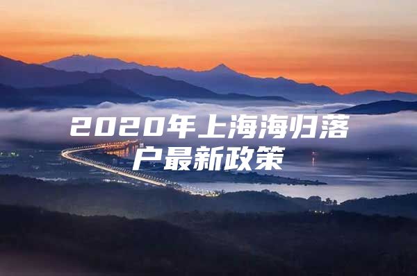 2020年上海海歸落戶最新政策