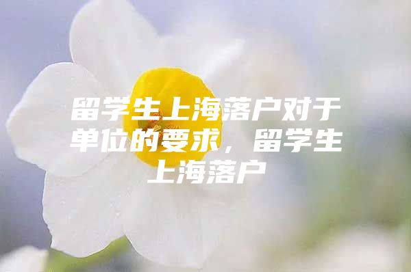 留學(xué)生上海落戶對于單位的要求，留學(xué)生上海落戶