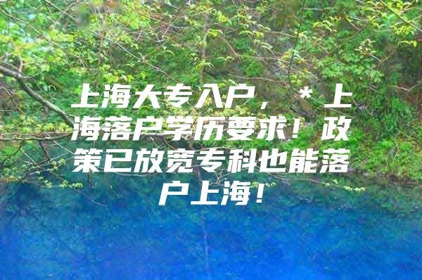 上海大專入戶，＊上海落戶學(xué)歷要求！政策已放寬?？埔材苈鋺羯虾＃?/></p>
								<p style=