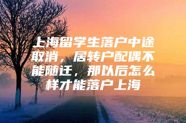 上海留學(xué)生落戶(hù)中途取消，居轉(zhuǎn)戶(hù)配偶不能隨遷，那以后怎么樣才能落戶(hù)上海