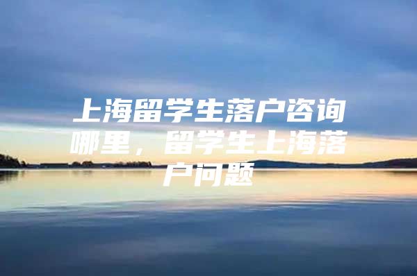 上海留學(xué)生落戶咨詢哪里，留學(xué)生上海落戶問題