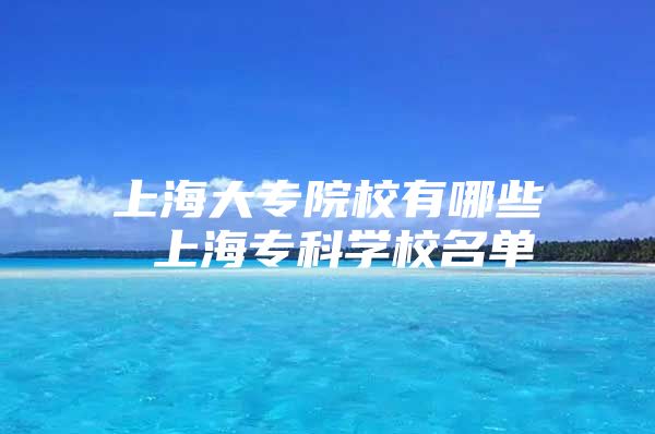 上海大專院校有哪些 上海?？茖W校名單