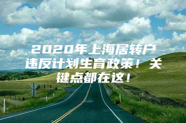 2020年上海居轉(zhuǎn)戶違反計(jì)劃生育政策！關(guān)鍵點(diǎn)都在這！