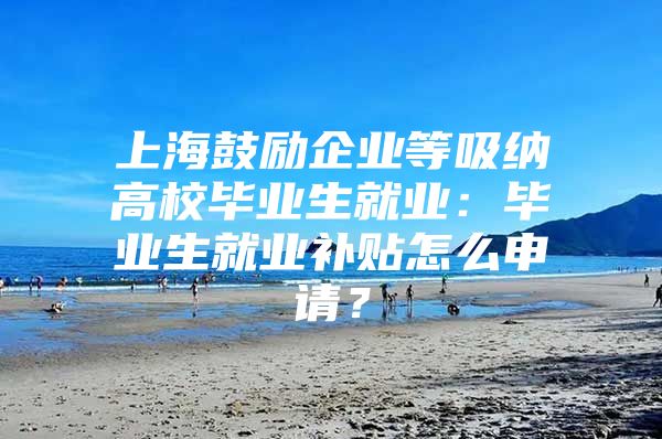 上海鼓勵企業(yè)等吸納高校畢業(yè)生就業(yè)：畢業(yè)生就業(yè)補(bǔ)貼怎么申請？