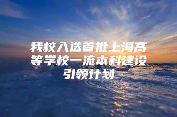 我校入選首批上海高等學校一流本科建設引領計劃