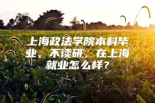 上海政法學(xué)院本科畢業(yè)，不讀研，在上海就業(yè)怎么樣？