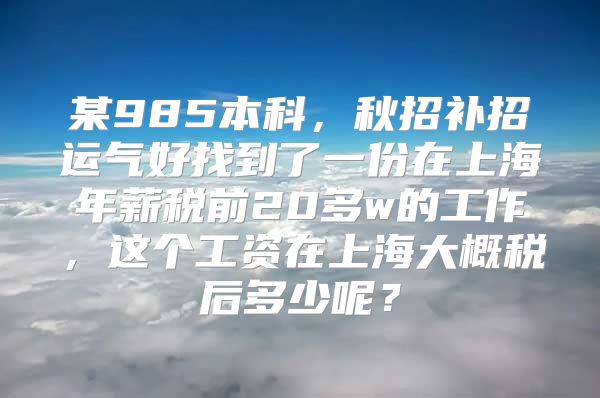 某985本科，秋招補招運氣好找到了一份在上海年薪稅前20多w的工作，這個工資在上海大概稅后多少呢？